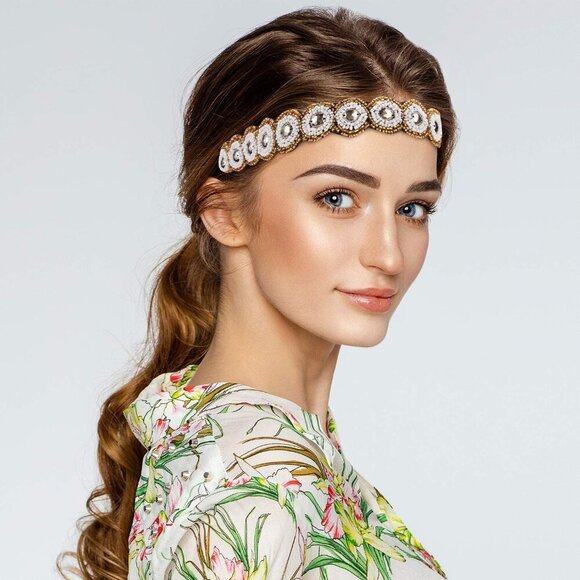 10 Pack Women Hair Accessories Elastic Lace Rhinestone Headbands Vintage main image 6